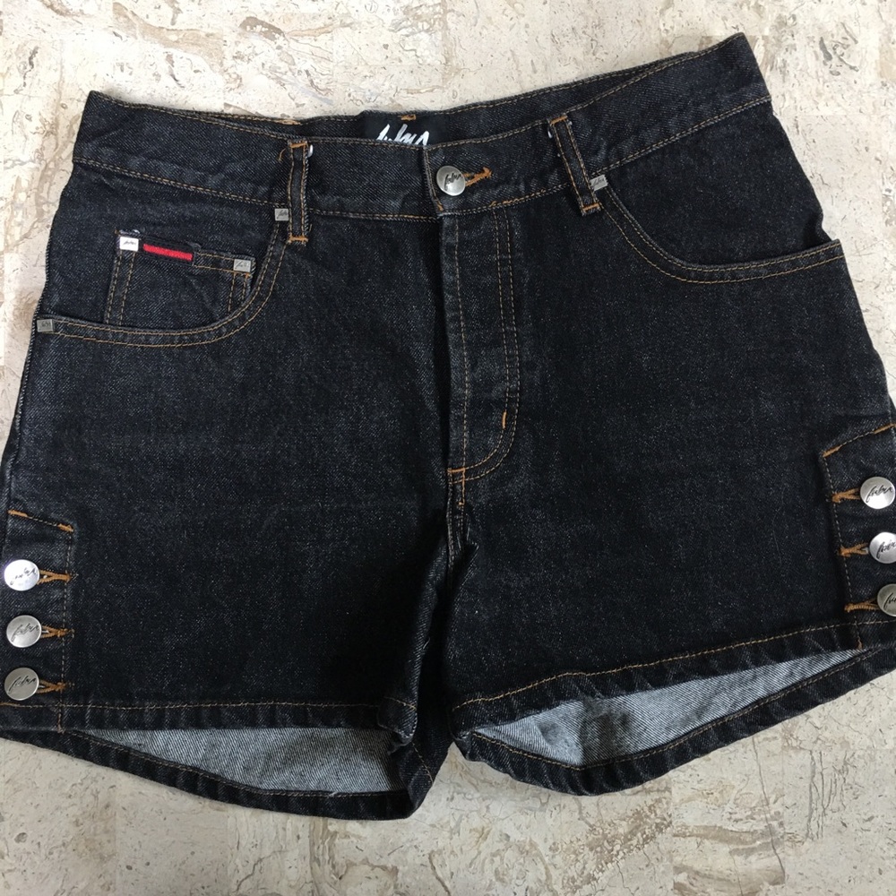 Black Vintage Shorts Button Front By Fubu Cotton